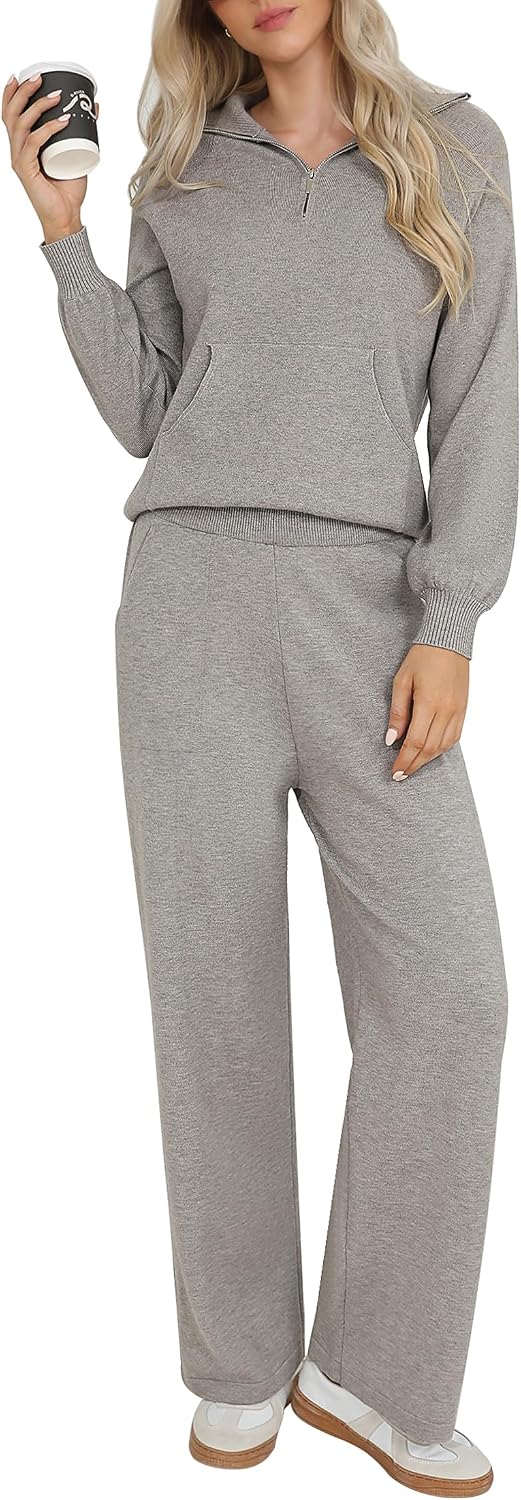 (-62%) Totatuit Damen Trainingsanzug Zweiteiler Bequeme Passform Freizeit Grau XXL