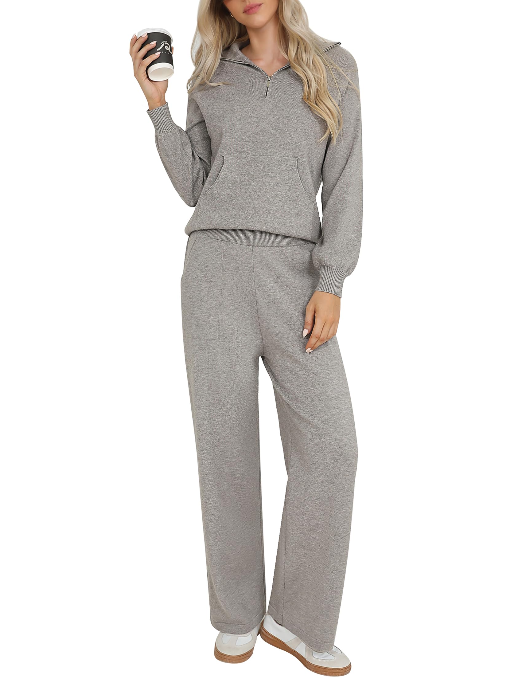 Totatuit Damen Jogginganzug Set Trainingsanzug Hausanzug Elegant Freizeitanzug Reißverschluss Lang Tracksuits S-2XL
