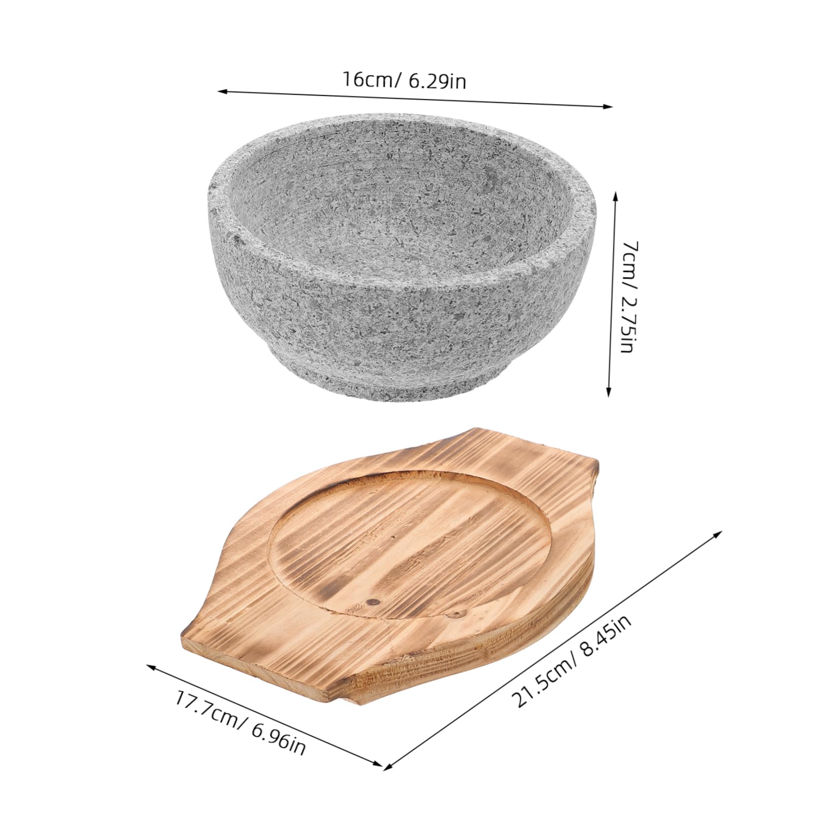 BEBEMOKO 1 Set Korean Style Bibimbap Stone Bowl with Tray Natural Material for Cooking Rice Soup and More Capacity