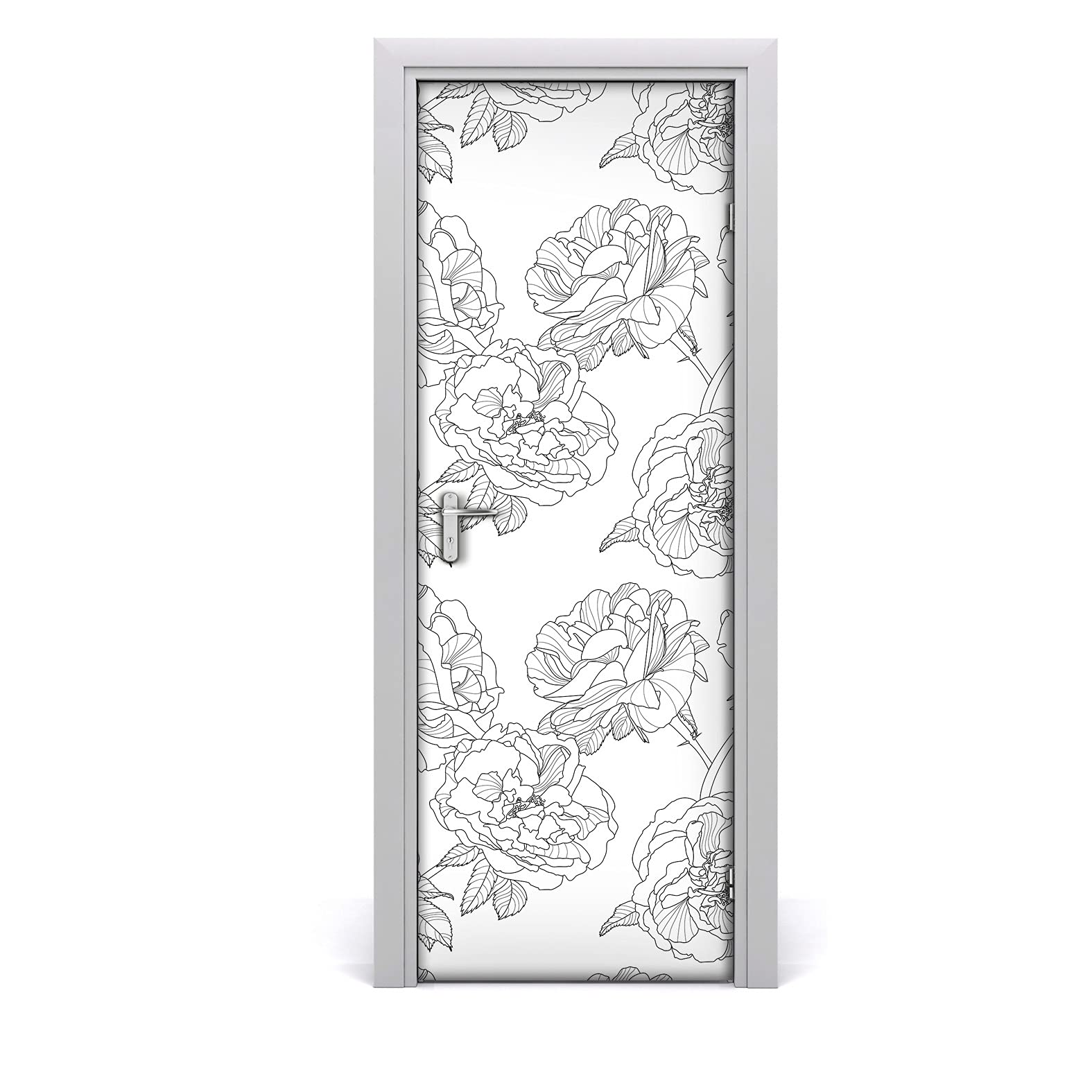 Étiquette - Roses décrites pour porte sticker mural étanche pose facile 85x200cm