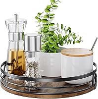 LAMU 9 Inch Wooden Lazy Susan Turntable Organizer for Kitchen Cabinet, Pantry Spice Rack, Countertop & Bathroom - Smooth 360° Rotation