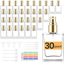 30 Pack 15ml Glass Perfume Bottles, Clear Refillable Perfume Spray Bottles with Fine Mist Atomizer, Empty Mini Travel Cologne Bottles for DIY Fragrance, Essential Oils, Wedding Favors, Party Gifts