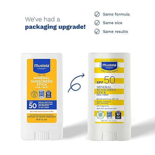 Miniatura 2 de Mustela Baby Mineral - Protector solar en barra SPF 50 de amplio espectro, barra solar facial y corporal con 70% ingredientes orgánicos, ultra