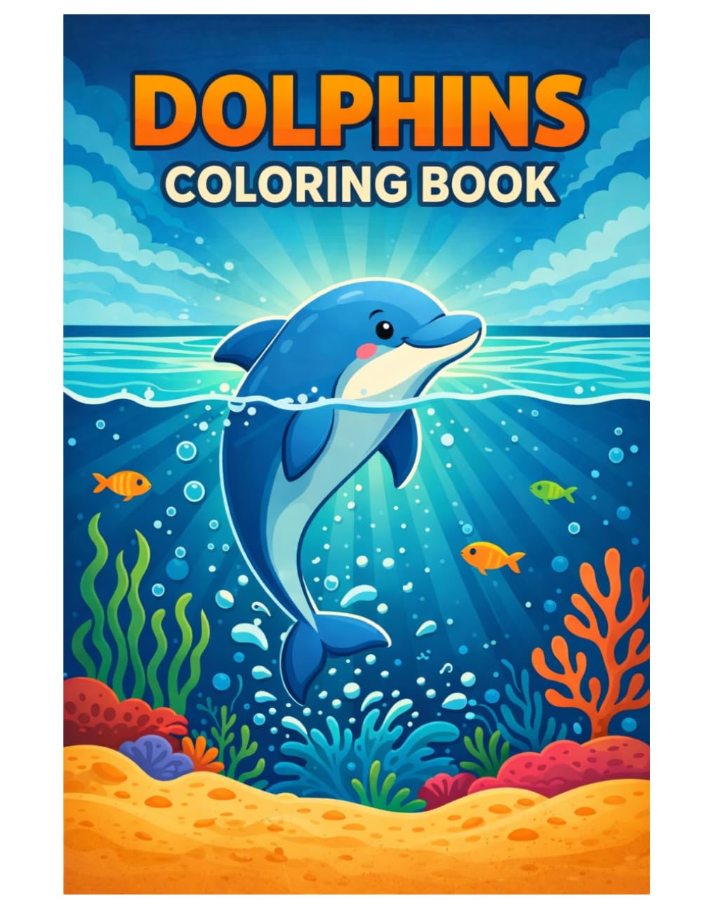 Dolphins Coloring Book: 50 Cute and Easy Dolphin Coloring Pages for Kids – Fun Ocean and Sea Animal Designs