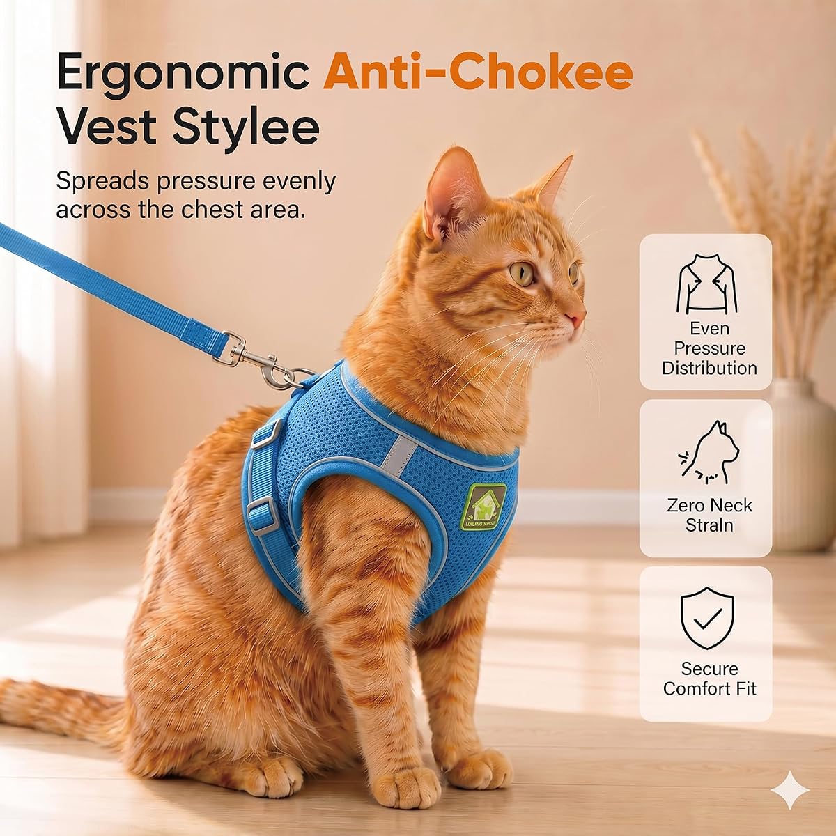 PupSaver Escape Proof Cat Vest Harness & Leash view 2