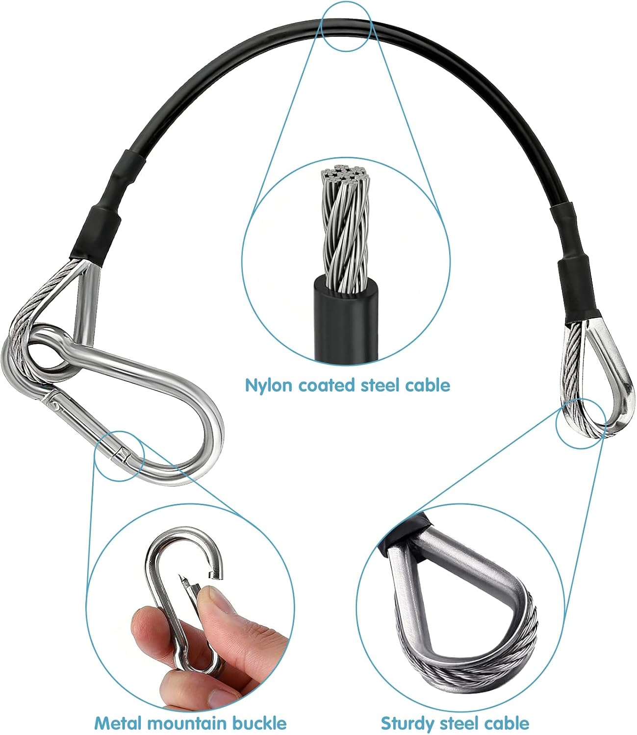 2PCS Gym Extension Cable, 10/20/29.5/39in Cable Machine Attachment image 4