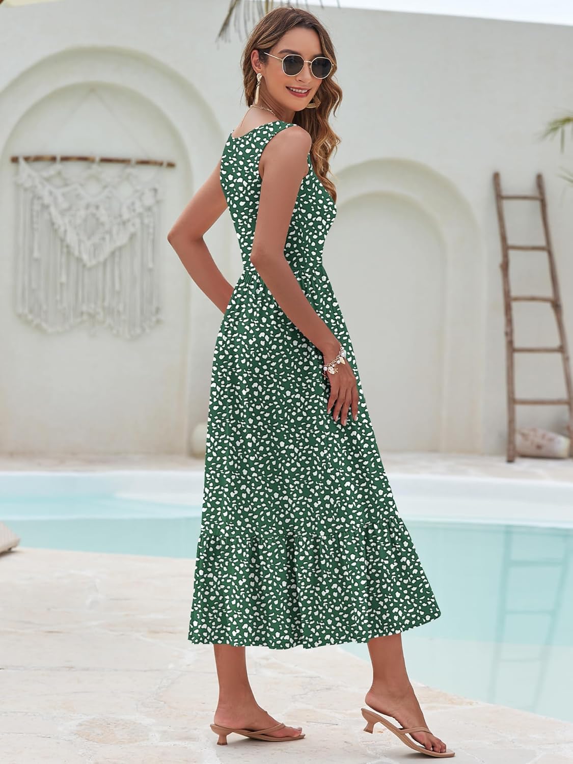 AUSELILY Womens Maxi Dress 2026 Sleeveless Summer Dresses V Neck Casual Tiered Sundresses with Pockets - Image 3