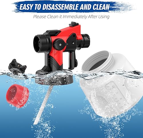 Miniatura 7 de Pokk Pulverizador de pintura, pistola eléctrica HVLP de 850 W, 6 boquillas de cobre y 3 patrones de pulverización, fácil de limpiar, pulverizadores