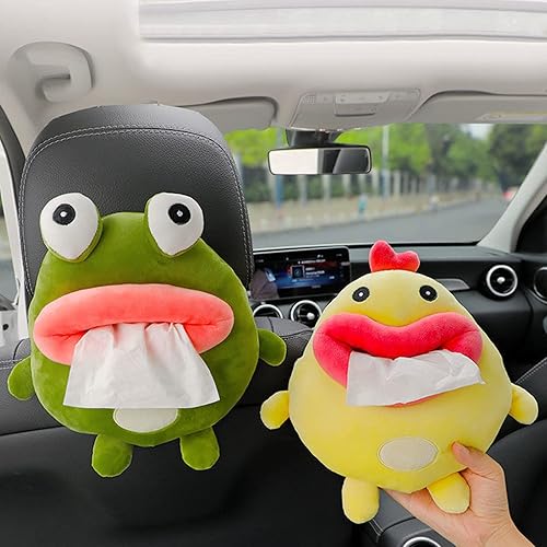 Miniatura 5 de KWQBHW Soporte de pañuelos de pollo de dibujos animados caja de pañuelos de felpa suave dispensador de papel de seda con boca de salchicha cubierta