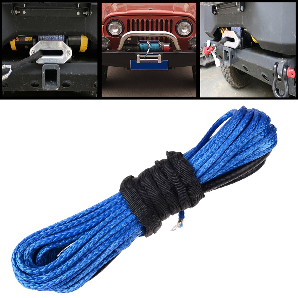 Astra Depot Winch Rope Synthetic Fiber Cable ATV UTV SUV KFI Recovery Replacement (50' x 3/16