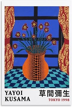 FideMm Yayoi Kusama Window Flower Vase Poster Vintage Wall Art Print Canvas Wall Art Print Poster For Home School Office Decor Unframe-style 16x24inch40x60cm