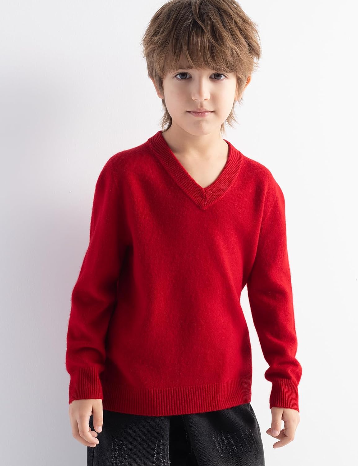 Chanyarn Boys and Girls 100% Merino Wool Sweater Fall Winter First-Line Ready to Wear V-Neck Long Sleeve Seamless Pullover - Image 3