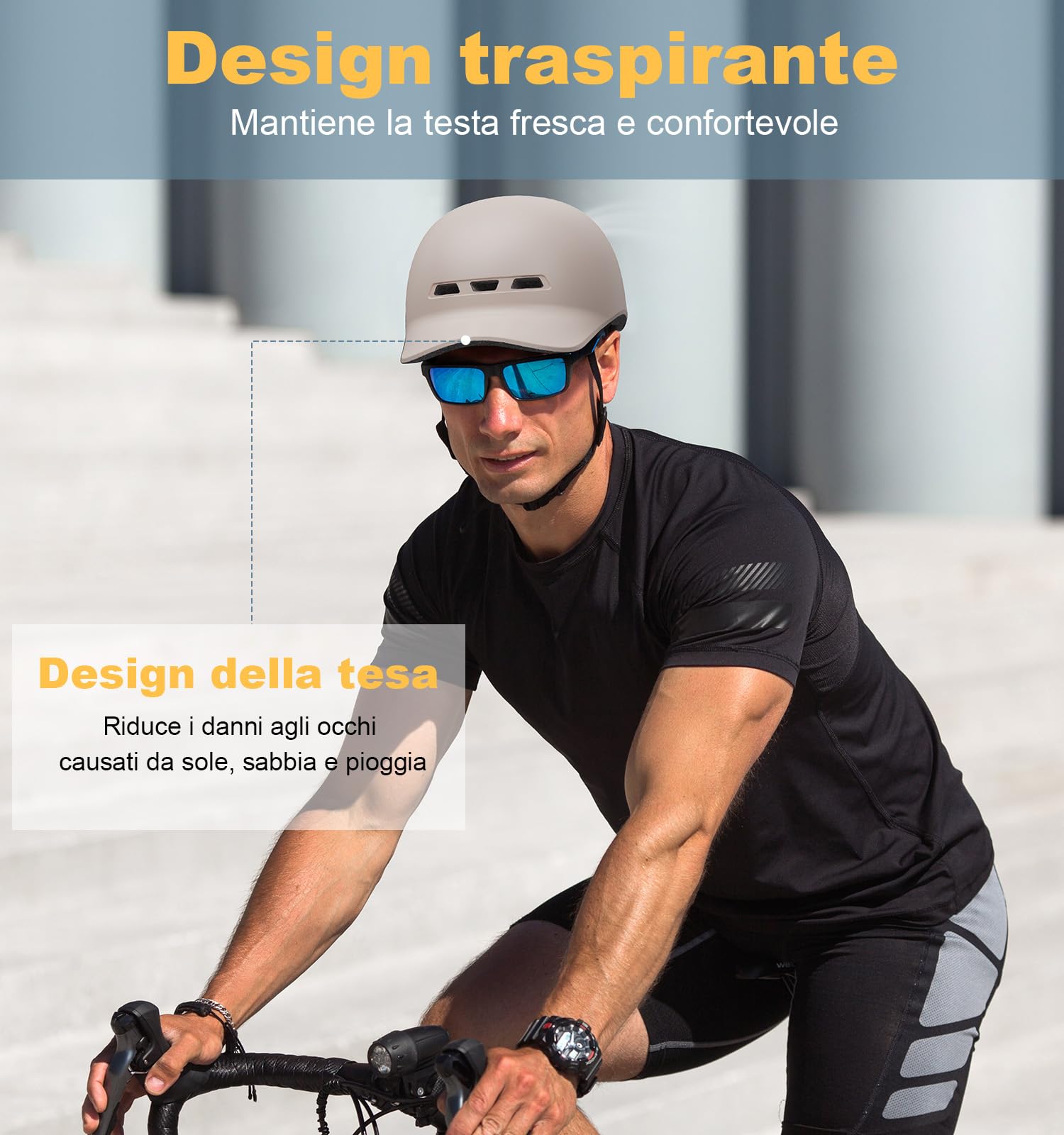 Shinmax Casco Bici Uomo Donna Urbano Casco Bicicletta Adulti Leggero Casco Ciclismo Monopattino Città Strada Caschi Bici Protezione di Sicurezza Caschetto Bici Taglia Regolabile 56-62 cm