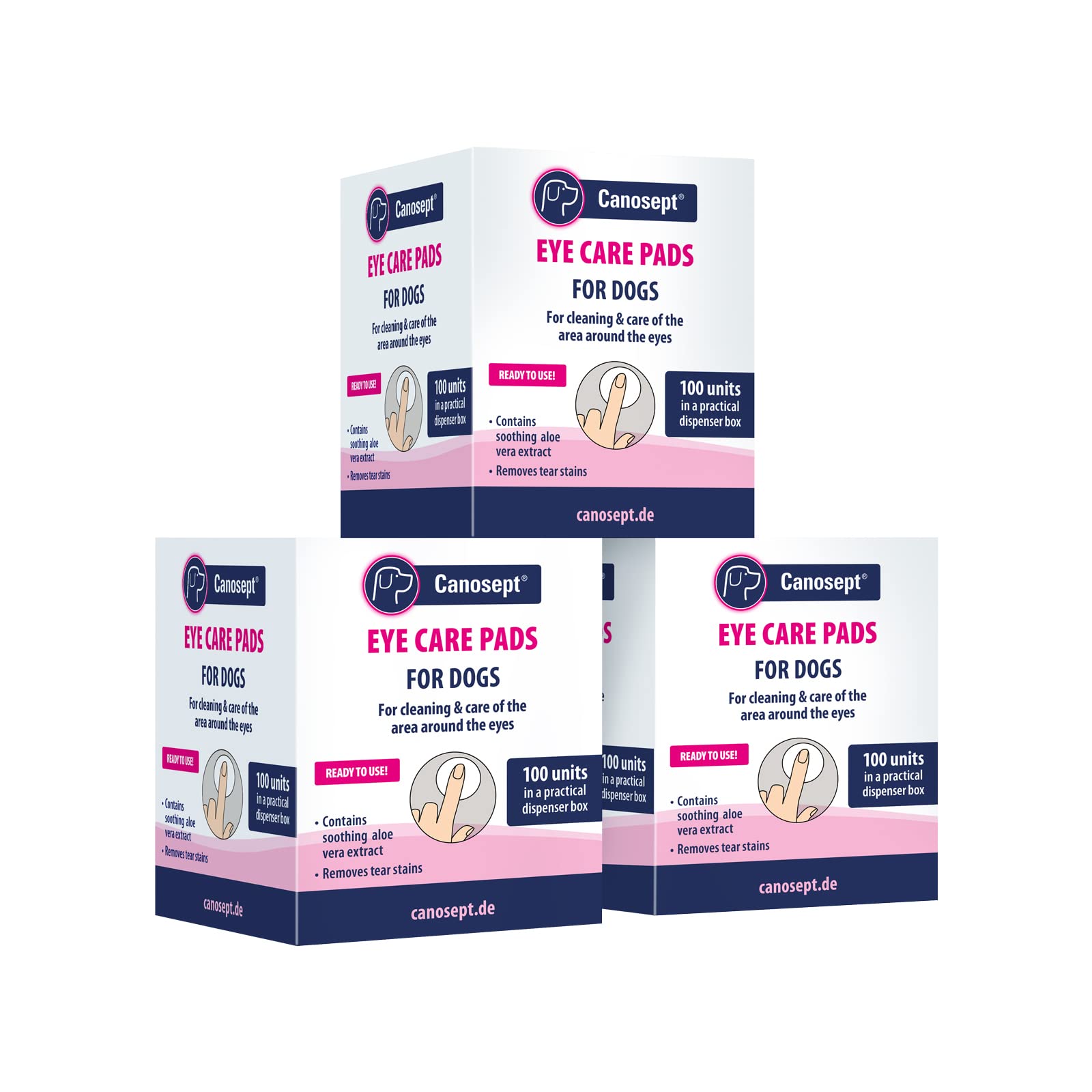 Canosept Dog Eye Wipes 300 Pads - Tear Stain Remover For Dogs Eyes - Eye Wipes For Dogs - Dog Eye Cleaner - Gently Clean And Care For The Eyes, Dog Face Wipes - With Soothing Aloe Vera Extract