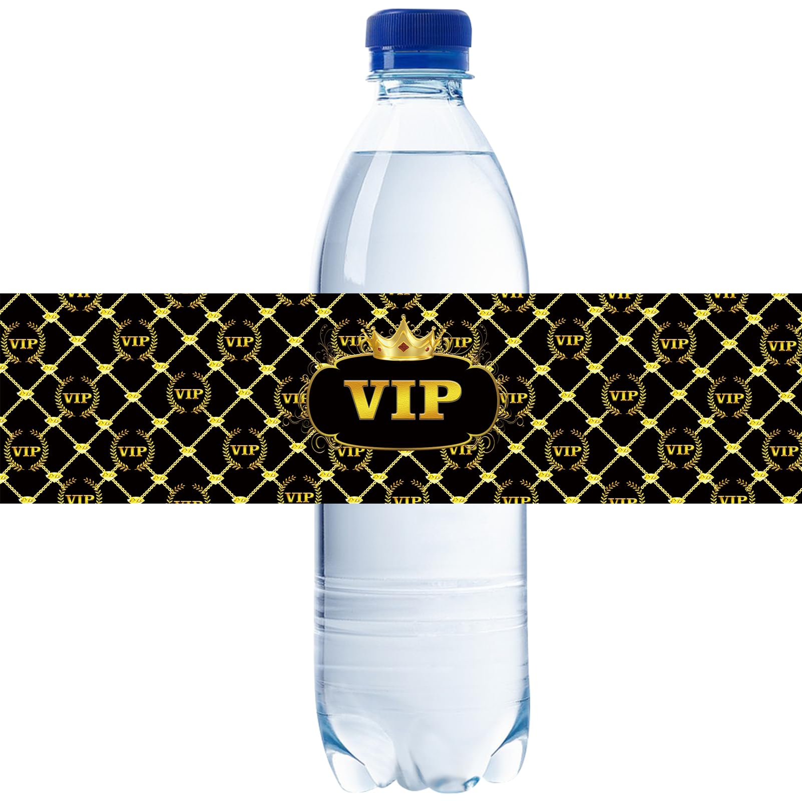 ROSTYAKZ 32pcs Black VIP Water Bottle Labels, Birthday & Party Decorative Stickers, Waterproof & Durable, Set of 32 Labels