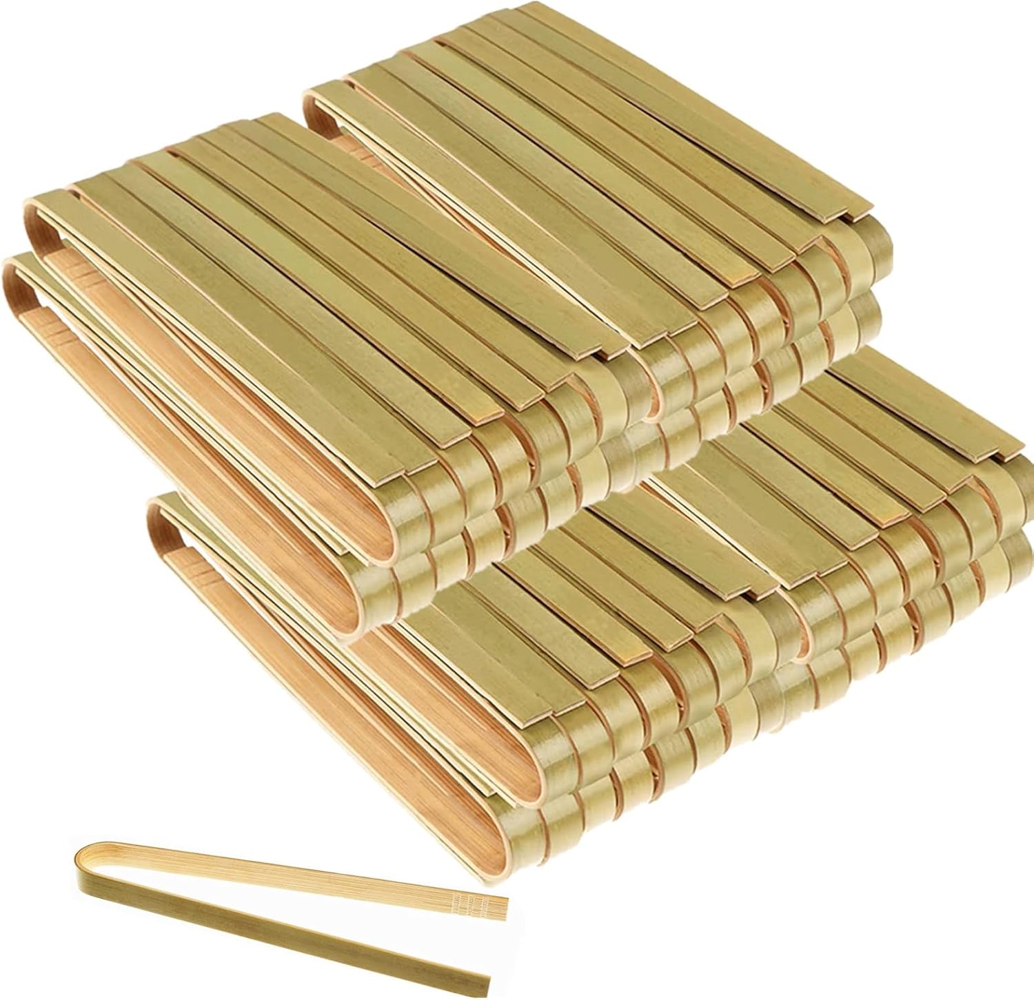 200 Pack Mini Bamboo Tongs 4 Inch Long Toast Tongs