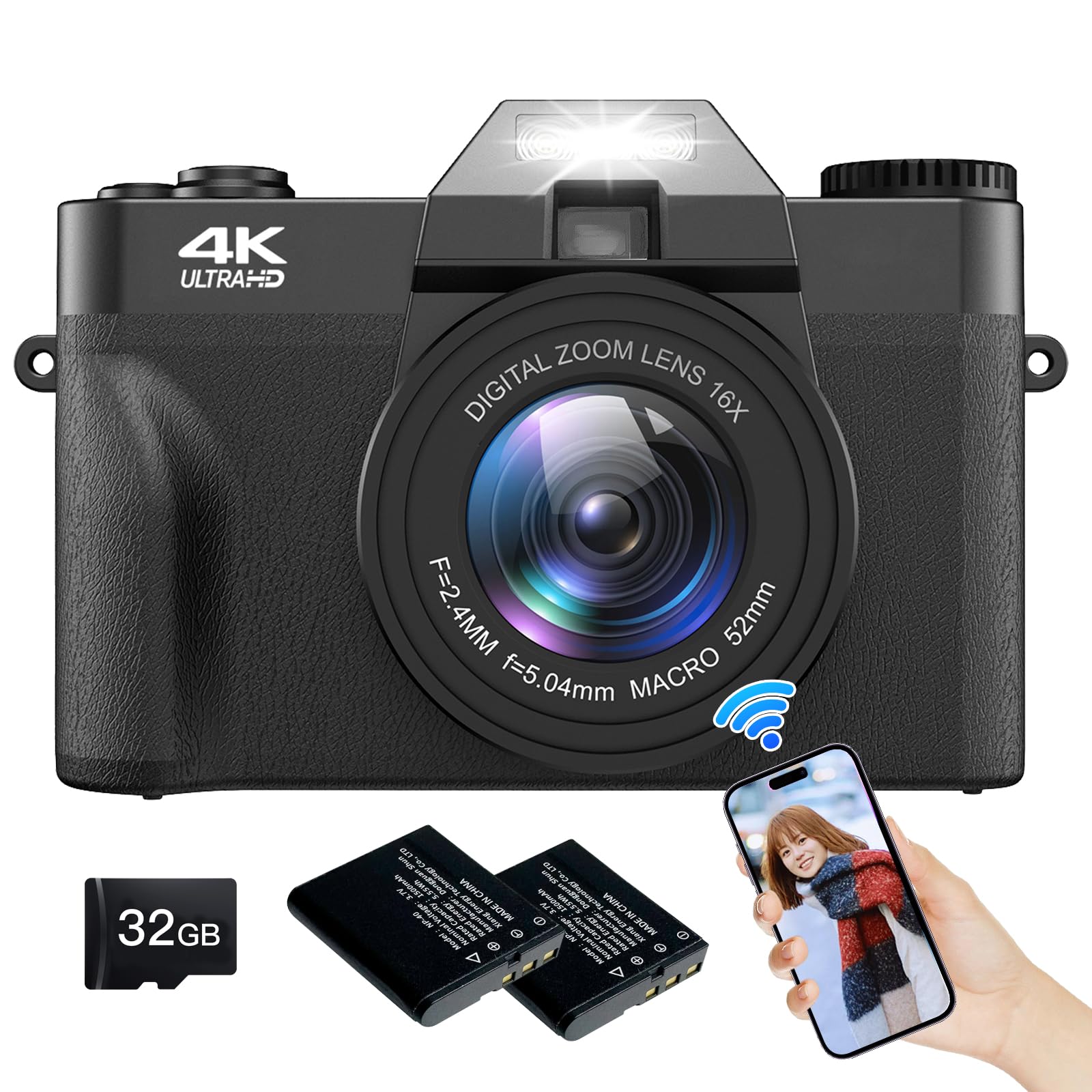 Amazon | Moledro スマホに送れる デジタルカメラ 4K デジカメ