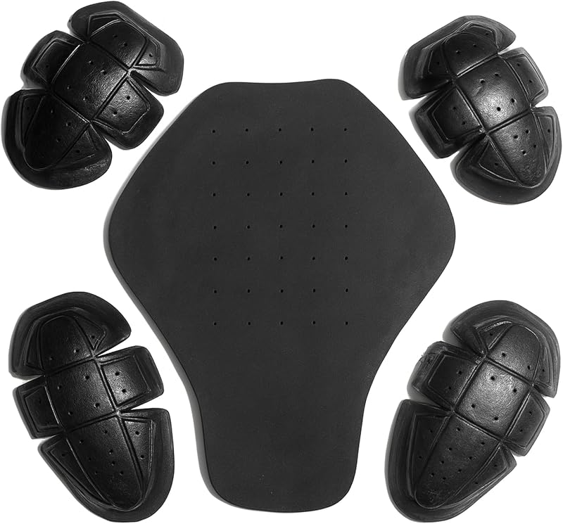 Jackets 4 Bikes Motorcycle Jacket Armor 5 PC CE Certified Level 1, Universal Fit, Shoulder Elbow Back 5PC Set Black