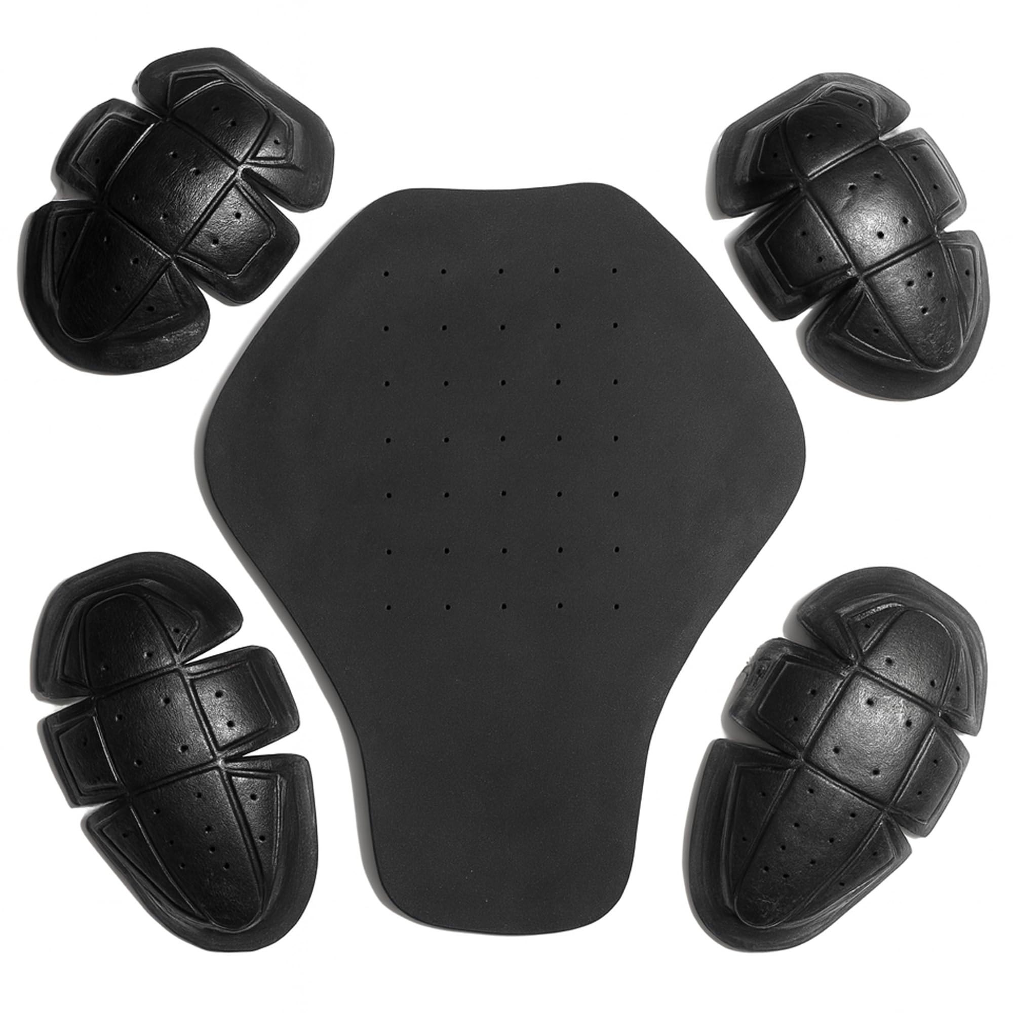 Motorcycle Jacket Armor 5 PC CE Certified Level 1, Universal Fit, Shoulder Elbow Back 5PC Set Black