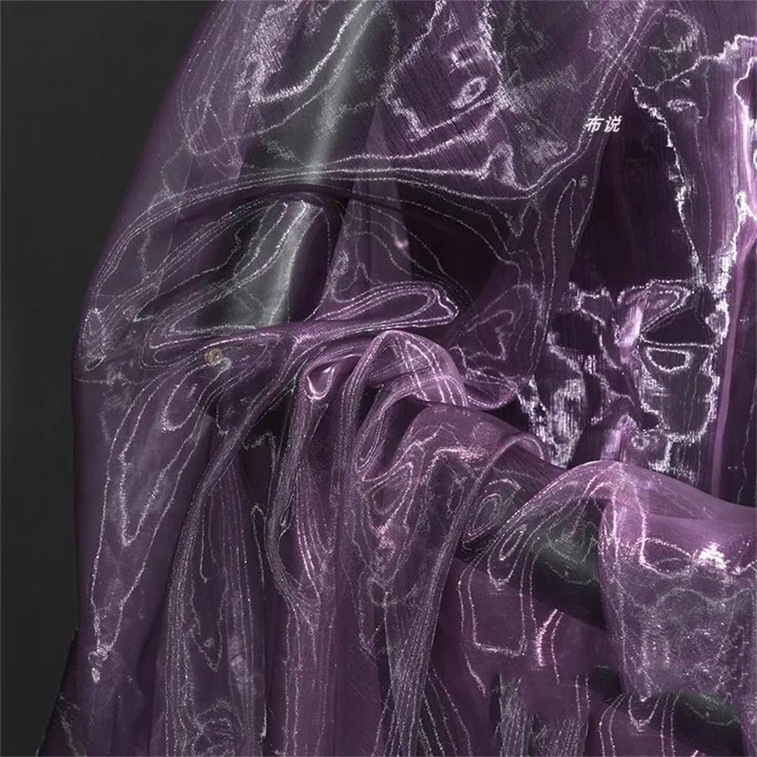 Tissu organza for robes de mariée costume scène violet irisé 1m