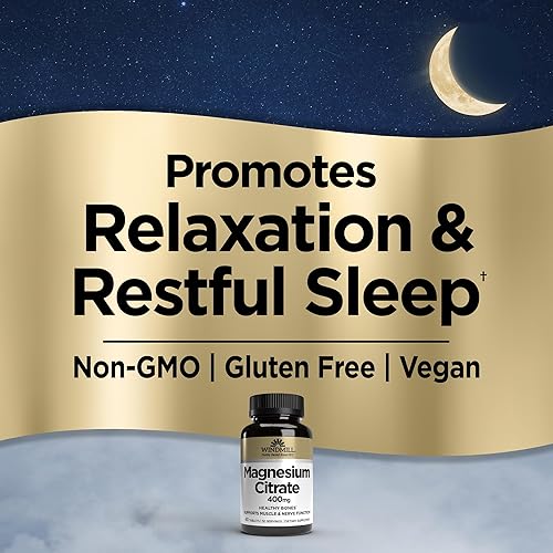 Miniatura 5 de Windmill Vitaminas naturales citrato de magnesio 400 mg, apoyo inmunológico, apoya la recuperación muscular, apoya la salud del corazón, 60