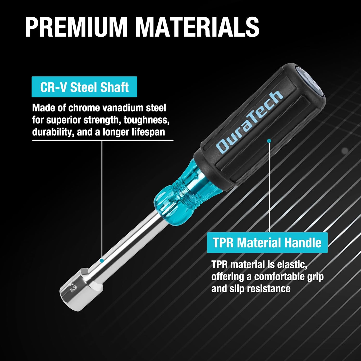 DURATECH 7 PCS SAE Nut Driver Set, Chrome Vanadium Steel Nut Drivers with Non-Slip Handles, DURATECH 5 PCS S2 Steel Screwdriver Set, Professional Screwdrivers with Non-Slip Cushion Grip