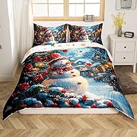 Vista 36 de Juego de funda de edredón con diseño de ciervo de cabaña, tamaño twin, juego de ropa de cama rústica de tablón de madera de árbol de Navidad