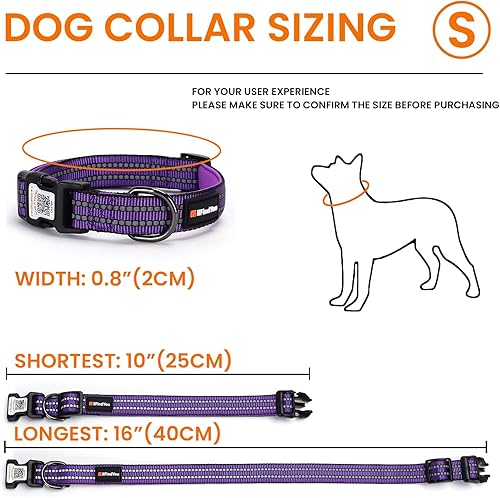 Miniatura 26 de Collar reflectante para perro con etiqueta de código QR, collar de perro personalizado, visibilidad nocturna de seguridad, función antipérdida Negro