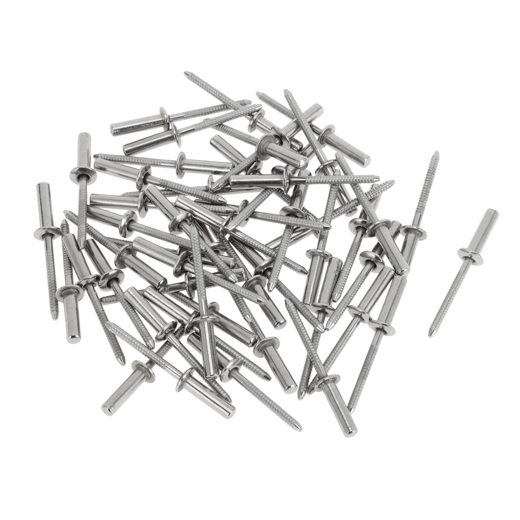 A ABSOPRO Dome Head Closed Sealing Rivets 4.8mm Grip Diameter 18mm Grip Length 9.5mm Flange Diameter Stainless Steel Silver Tone 50 Pcs