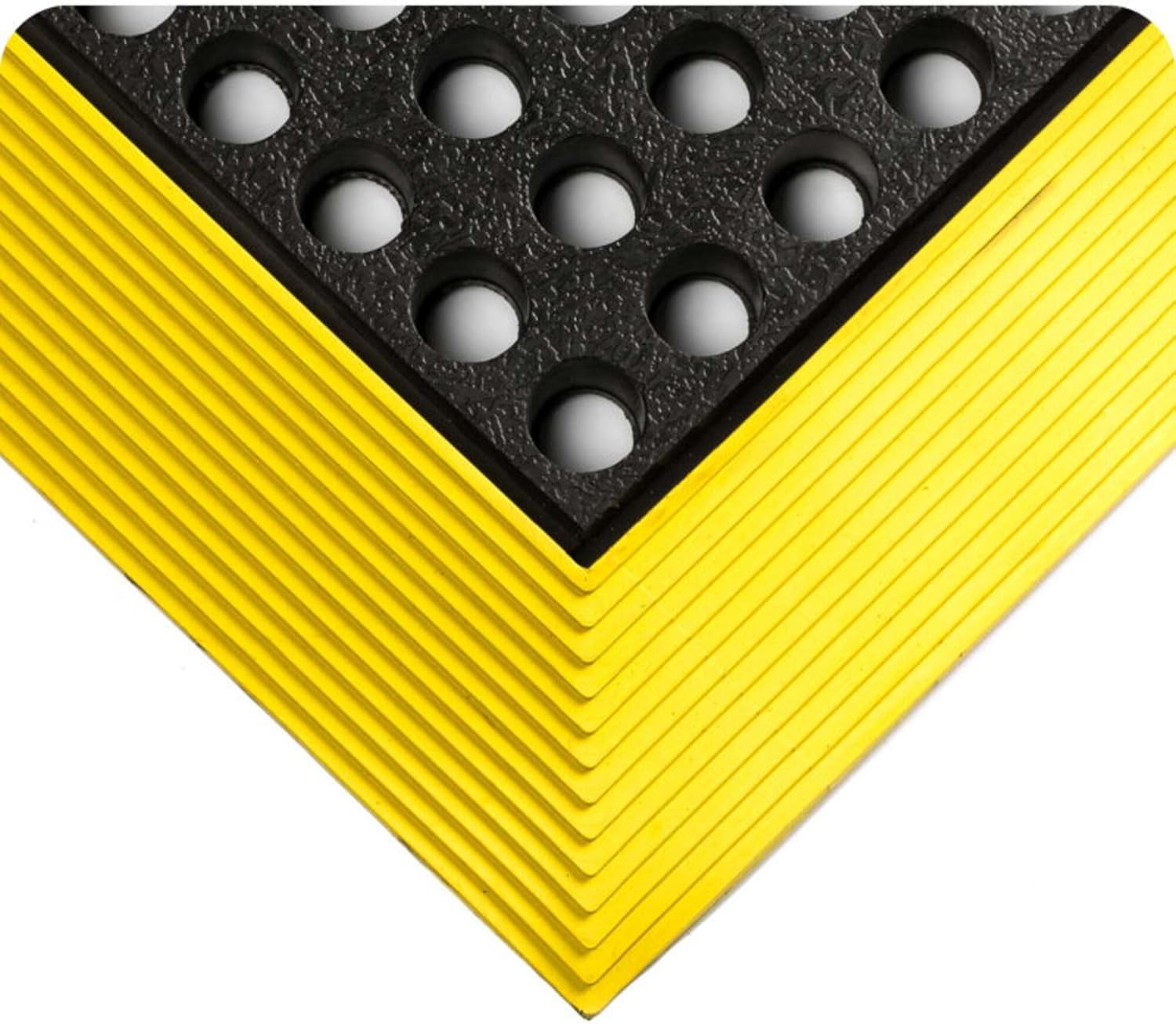 Wearwell Industrial WorkSafe Mat - Black with Yellow Borders. Anti-Fatigue Workstation Mat. 3' W x 5' L x 5/8" Thickness. Natural Rubber. Water or Dry Debris. for Industrial Use (476.58X3X5GRBYL)
