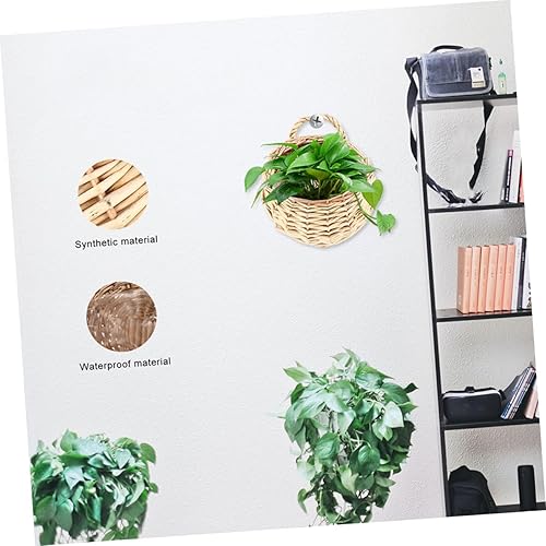 Miniatura 5 de Cesta de flores para colgar en la pared, cesta decorativa para macetero, maceta de pared de ratán, cesta de huevos, cebolla, guardián, colgante de