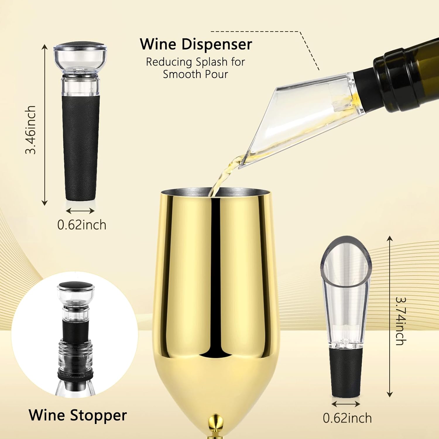 Lifecapido 4 Pack Stainless Steel Champagne Glasses, 8oz Elegant Stainless Steel Champagne Flutes, Stemmed Unbreakable Champagne Glasses for Party Wedding Christmas Anniversary, Gold - Image 7