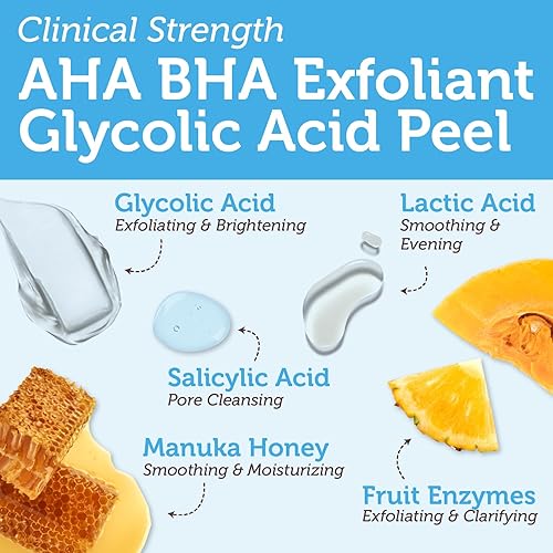 Miniatura 2 de Era Organics Exfoliante de ácido glicólico AHA BHA  70% grado USP fuerza clínica antiedad en casa exfoliante químico para cara  ácido salicílico y