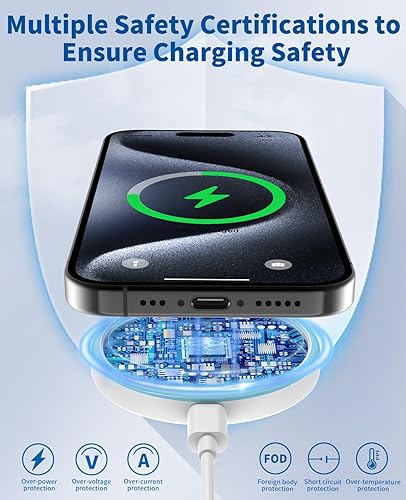 Miniatura 6 de Cargador inalámbrico magnético para iPhone 16 15 14 13 12 SeriesAirPods 32Pro 2Pro - con adaptador de corriente de 20 W, almohadilla de carga