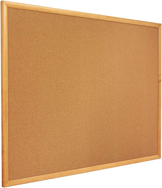 Quartet Cork Board, Bulletin Board, 3' x 1' Corkboard, Oak