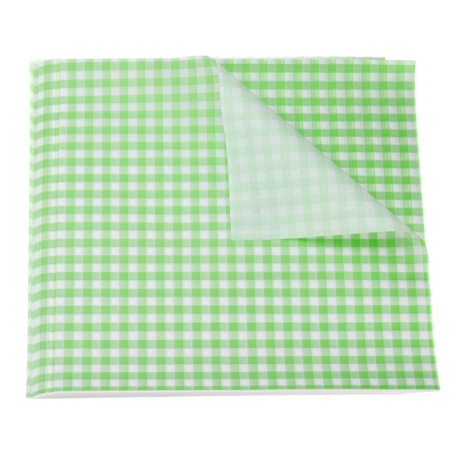 Feuilles de papier alimentaire 25x25 cm ingraissables à damier vert x100
