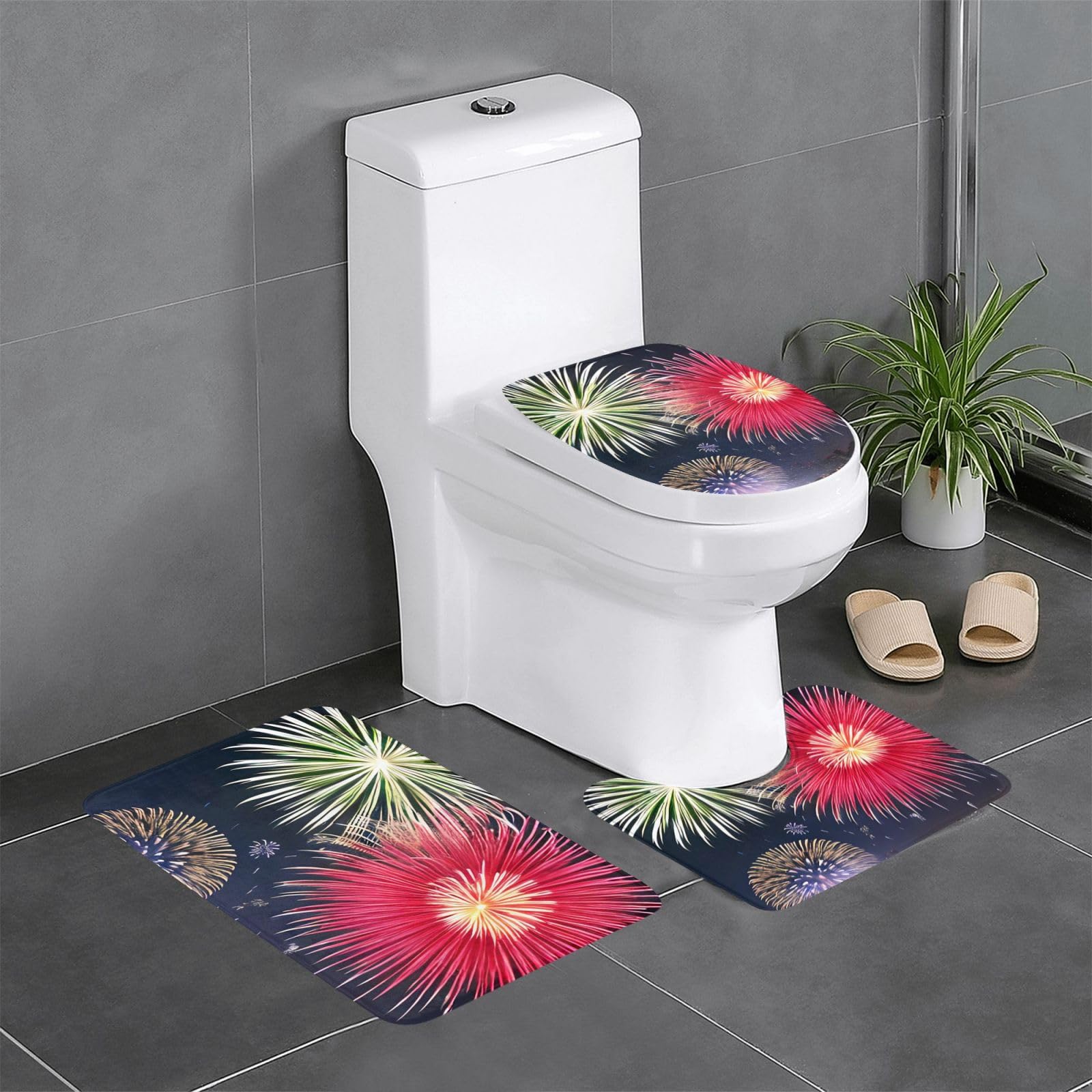 Tapis de salle de bain antidérapant Splendid Fireworks pour éviter les glissades