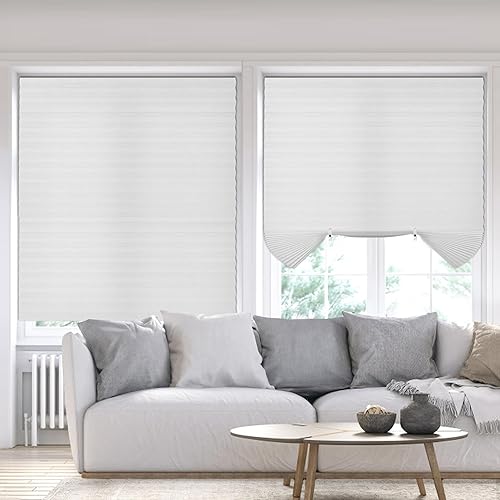 Miniatura 7 de Allesin Paquete de 3 persianas temporales inalámbricas, cortinas de papel filtrante de luz, persianas de tela sin taladrar para ventanas, fáciles de