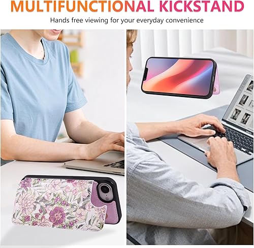 Miniatura 143 de UEEBAI Funda tipo cartera para iPhone 15 Pro Max con tarjetero, cubierta de cuero PU con soporte, bloqueo RFID, doble cierre magnético, relieve de