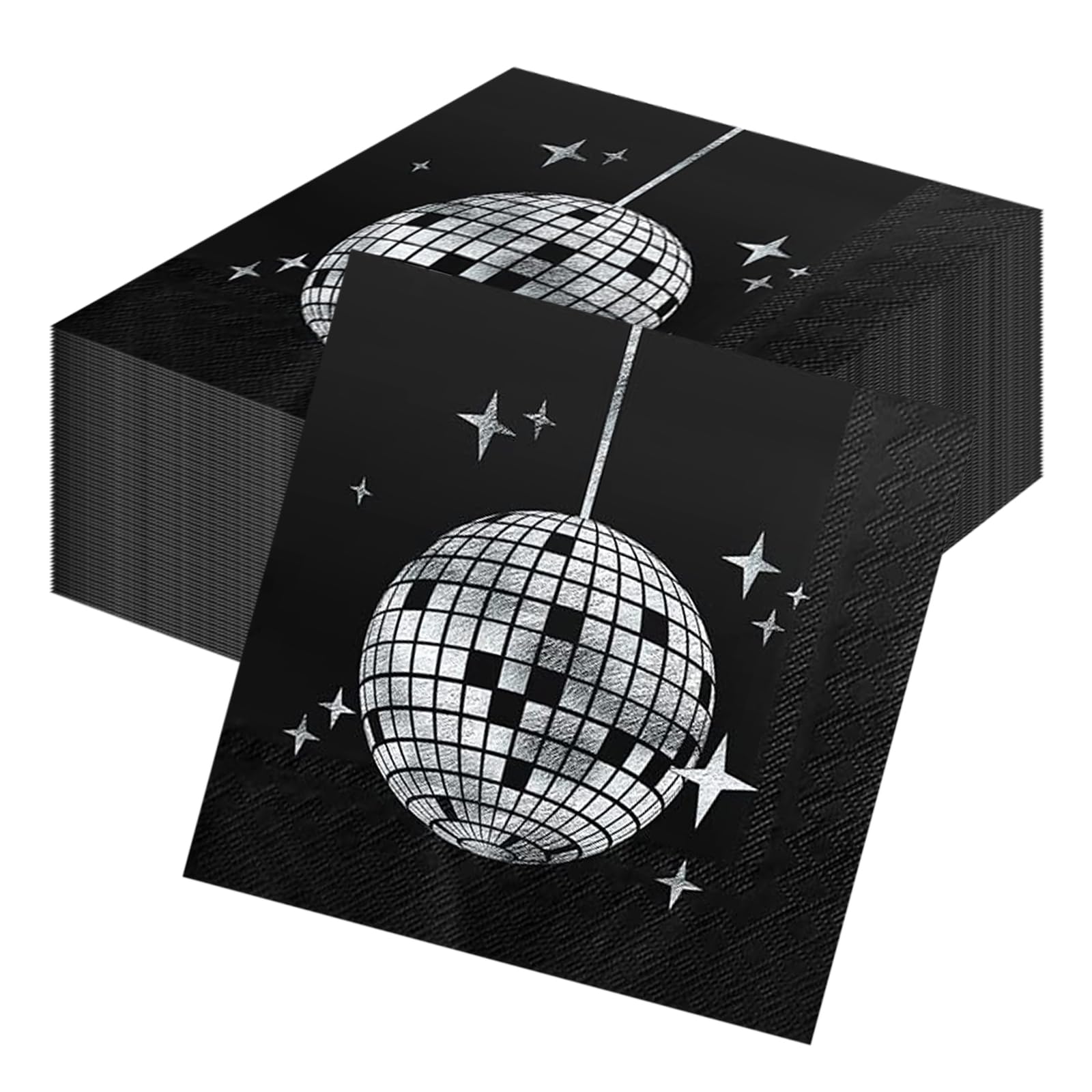 Disco Party Tableware, 25 Pcs Silver Party Plates Partys Paper Plate 9 Inch Disco Paper Plates Discos Party Supplies for Birthday, Wedding, 70's Discos Partys, Picnics Serves 25