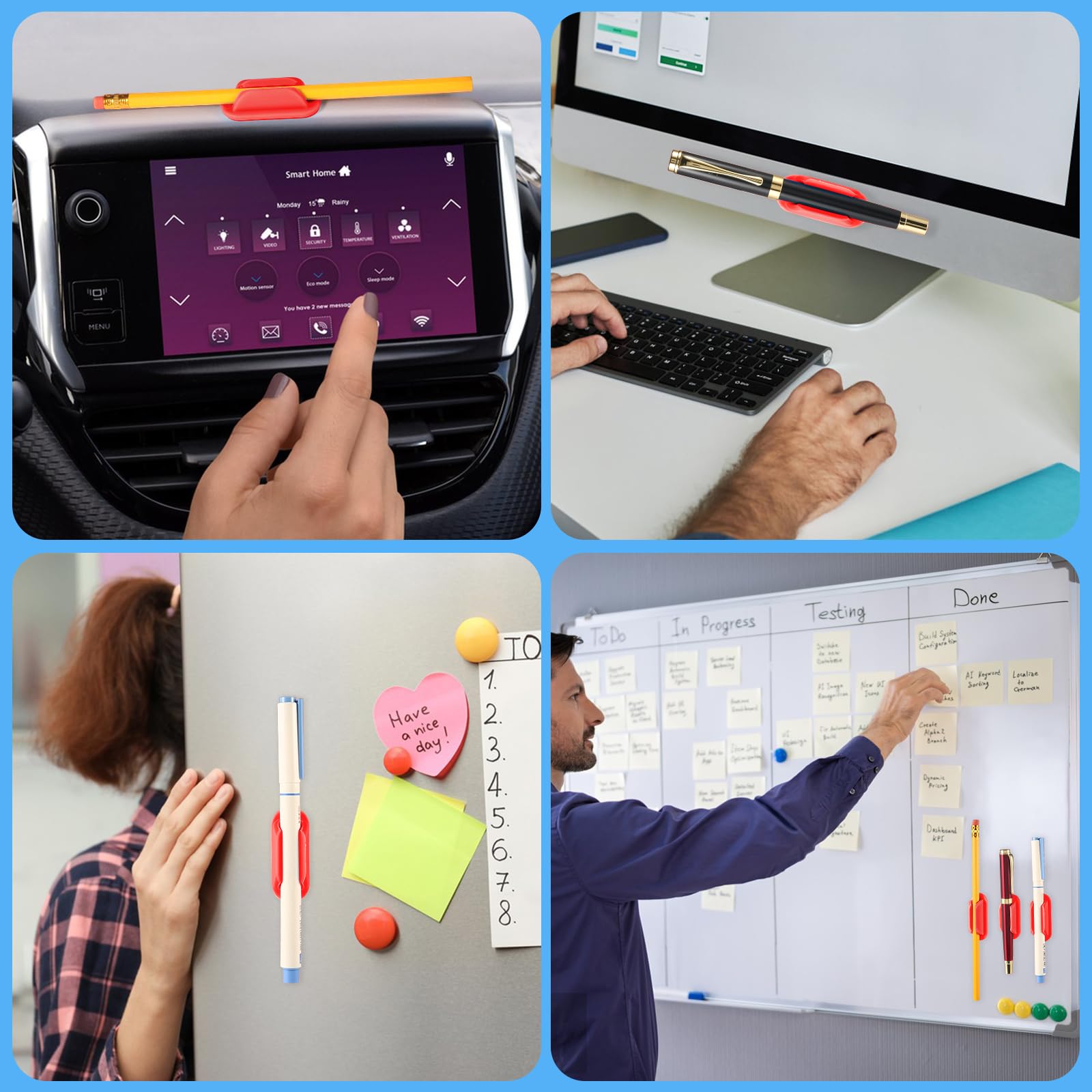 VZZNN Selbstklebende Stifthalter, Silikon-Marker-Organizer für Schreibtisch, Notizbuch, Wand oder Klemmbrett, wiederverwendbares Lehrerzubehör für Klassenzimmer, Büro, Schulzubehör, 20 Stück