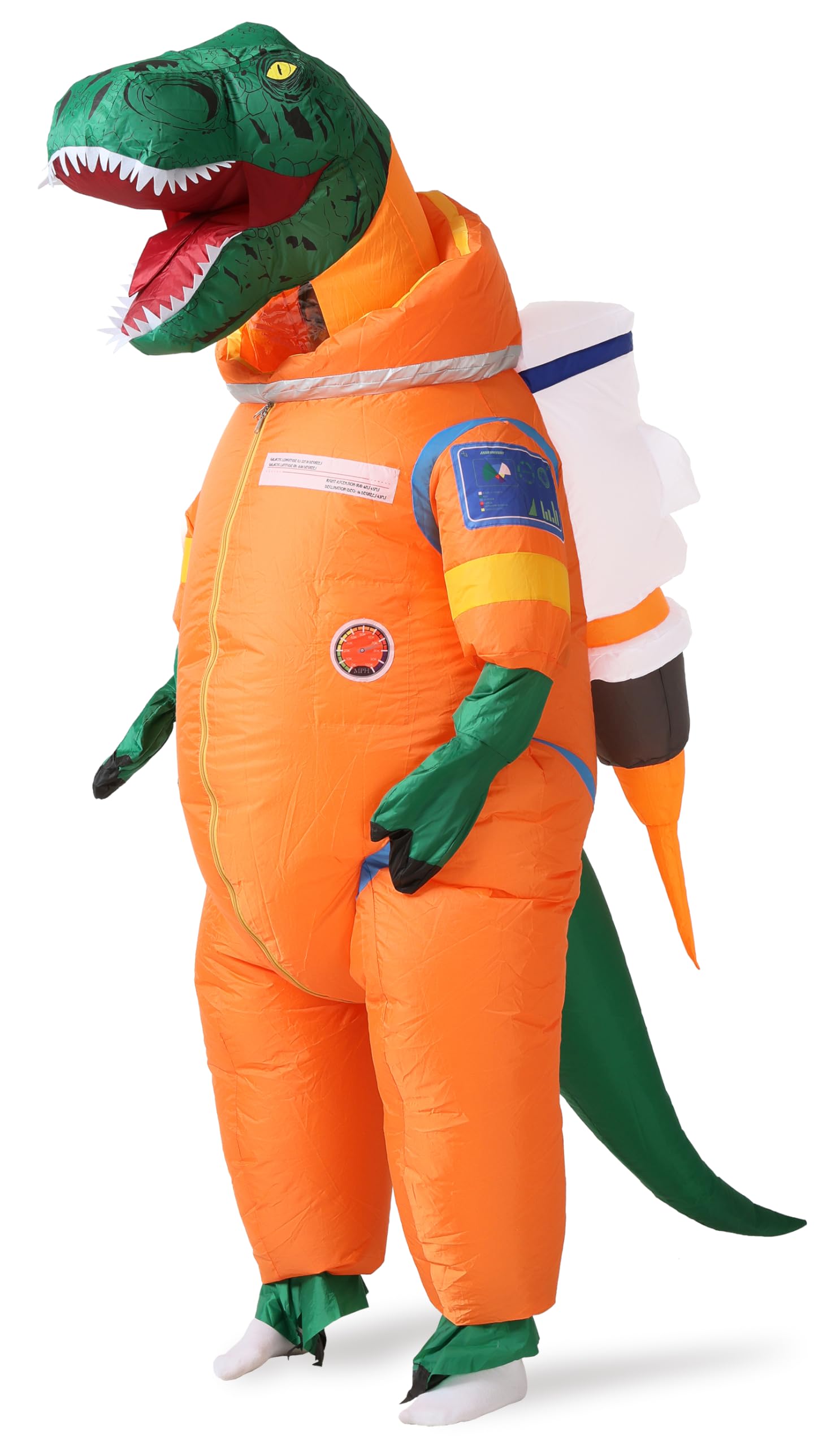 GOPRIME Disfraz inflable de astronauta de dinosaurio, traje espacial T Rex, talla para adulto