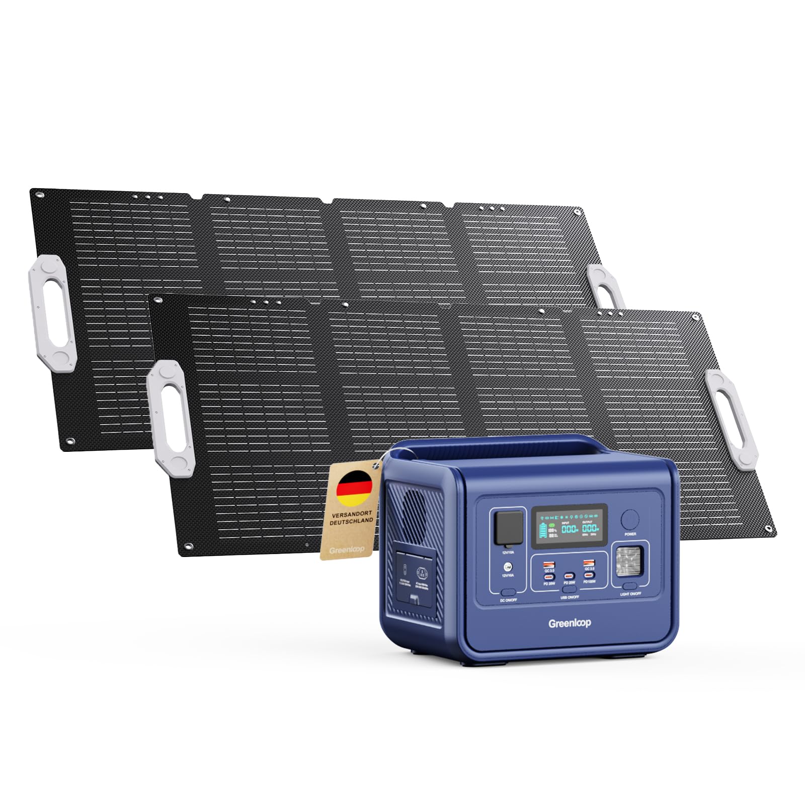 Solargenerator, 800W (1600W Spitze) AC Ausgang Tragbare Powerstation mit 2x 100W Solarpanel, 512Wh LiFePO4 Akku, Mobile Stromversorgung für Garten Reise Camping Wohnmobil Notfall