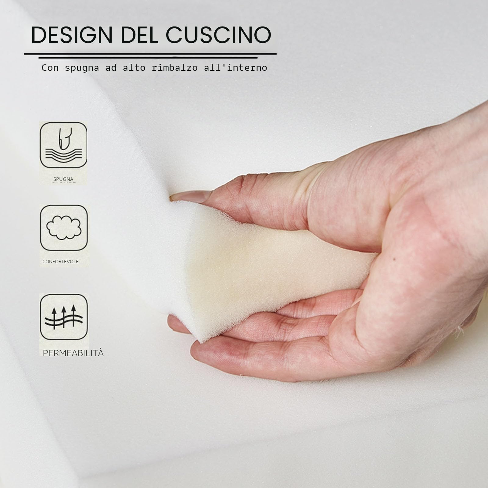 buybyroom Set di 4 sedie imbottite, da cucina, con seduta in legno massiccio, schienale per sala da pranzo, soggiorno, camera da letto, sala conferenze, bianco