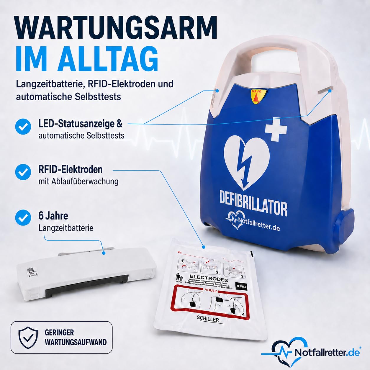 AED Defibrillator Vollautomat, Defibrillator für Zuhause [10 Jahre Garantie] mit Erste Hilfe Set, Autostart, 6 J. Batterie, Defibrillator für Betrieb, Verein & Praxis, Notfall Ausrüstung First Aid Kit