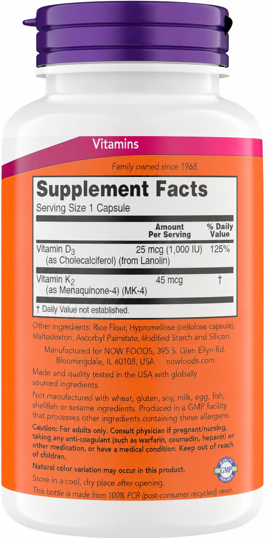 Now Supplements Vitamin D3 K2, 1,000 IU/45 mcg, Cardiovascular Support, Supports Bone Health, 180 Vegetarian Capsules - Vegan, Gluten Free, Kosher — Amazon image 2