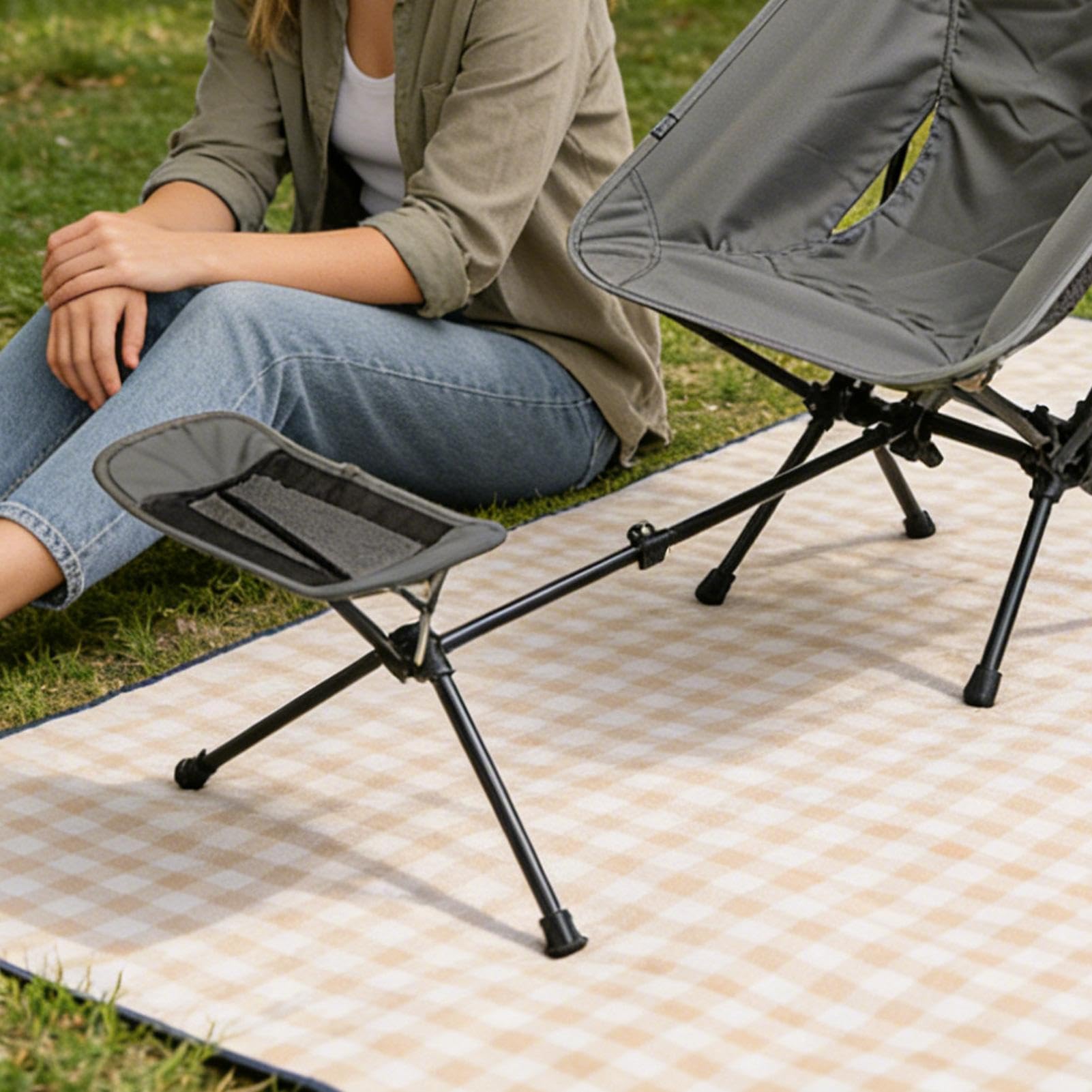 Tragbare Fußablage Schwerlastfähig ausziehbar tragbar | Campingstuhl-Befestigung Beinauflage Für Picknick, Angeln, Wandern, , Terrasse, , Garten, Hinterhof