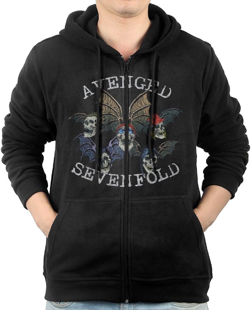 Avenged Sevenfold Men Zip-Up Hoodie Jackets Kangaroo Pocket Black Apparel