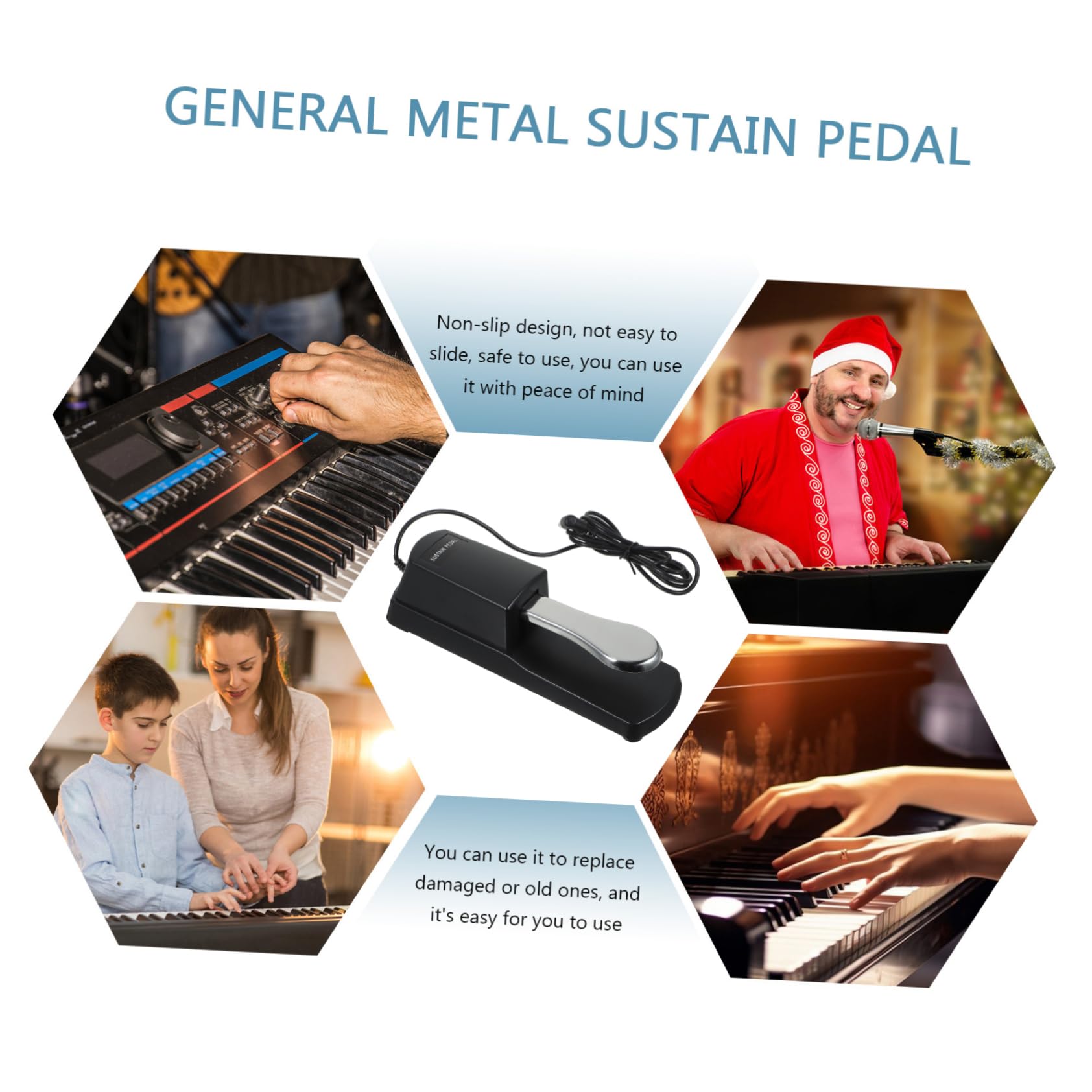 TOYANDONA Professional Keyboard Sustain Pedal Electric Piano Damper Pedal for Keyboard Anti-skid Pad