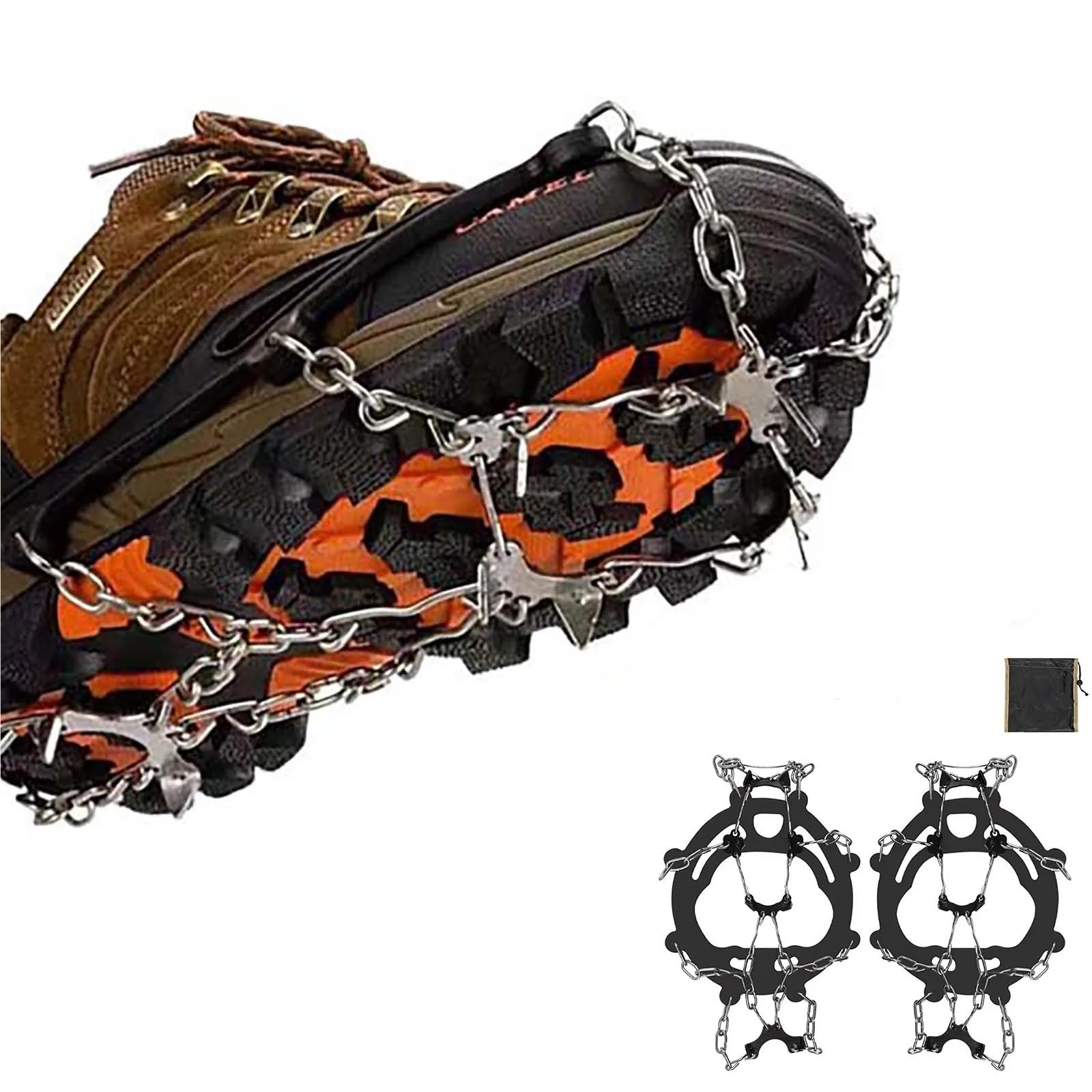 Grödel Teeth Steel Ice Gripper Spike for Shoes Anti Slip Climbing Hiking Snow Spikes Crampons Cleats Grips Boots Cover für Winterwanderungen